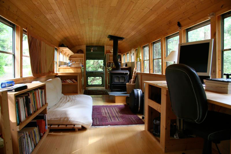 School Bus Converted Home - Small Spaces, Travel Trailers