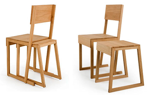 chair stool atlantico 2 - Wood chair and stool