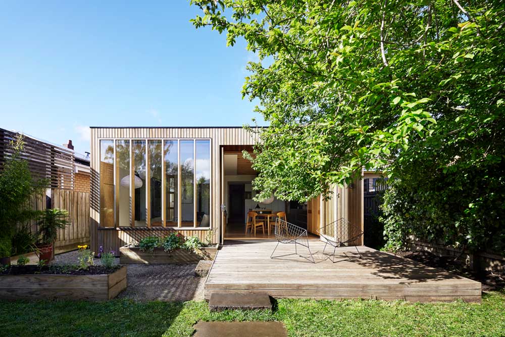 Modern home back wooden extension