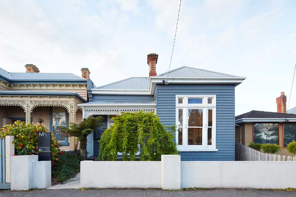 Victorian house blue facade