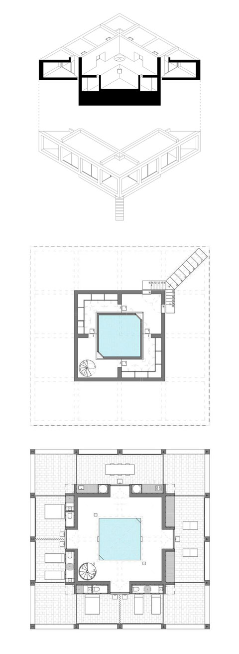 concrete house plan solo1 - Solo House: climbing a concrete sunflower