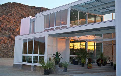 Shipping container home  in the Mojave Desert – a hybrid green machine for living.