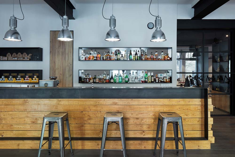 Wood and Metal Bar Design In Barbershop