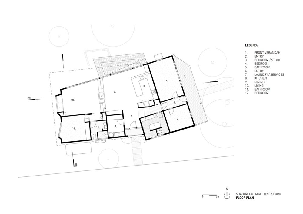 cottage modern extension plan mrtn - Shadow Cottage Daylesford