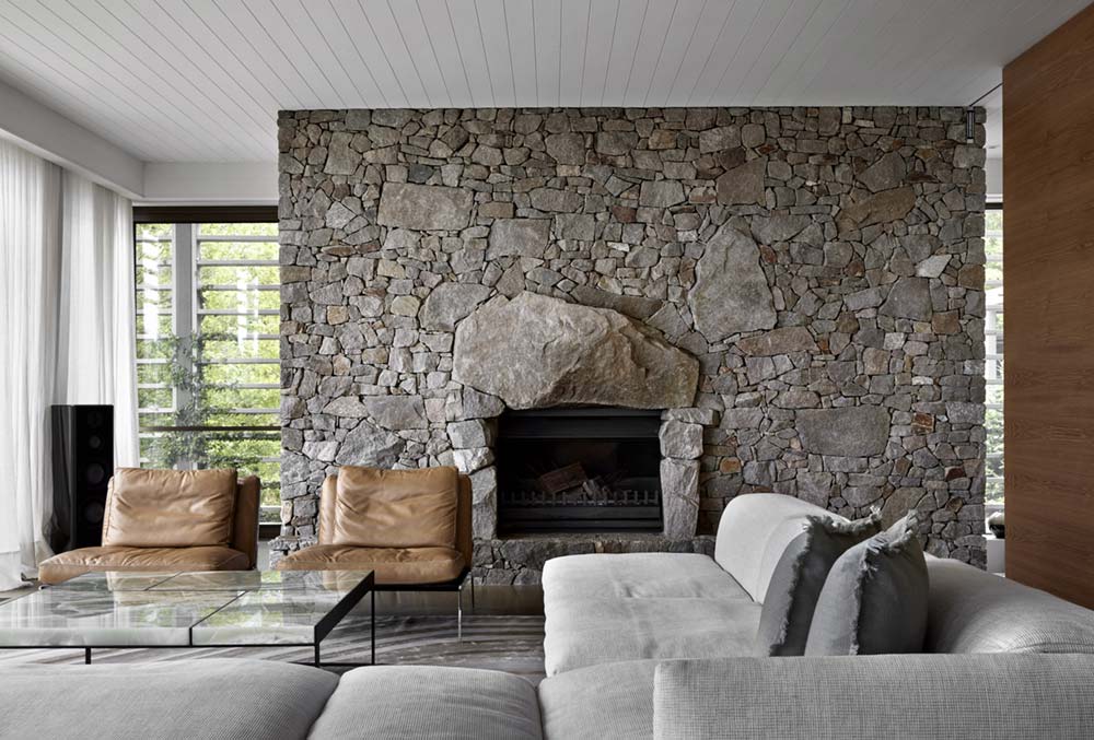 Beautiful Stone Fireplace In Living Room