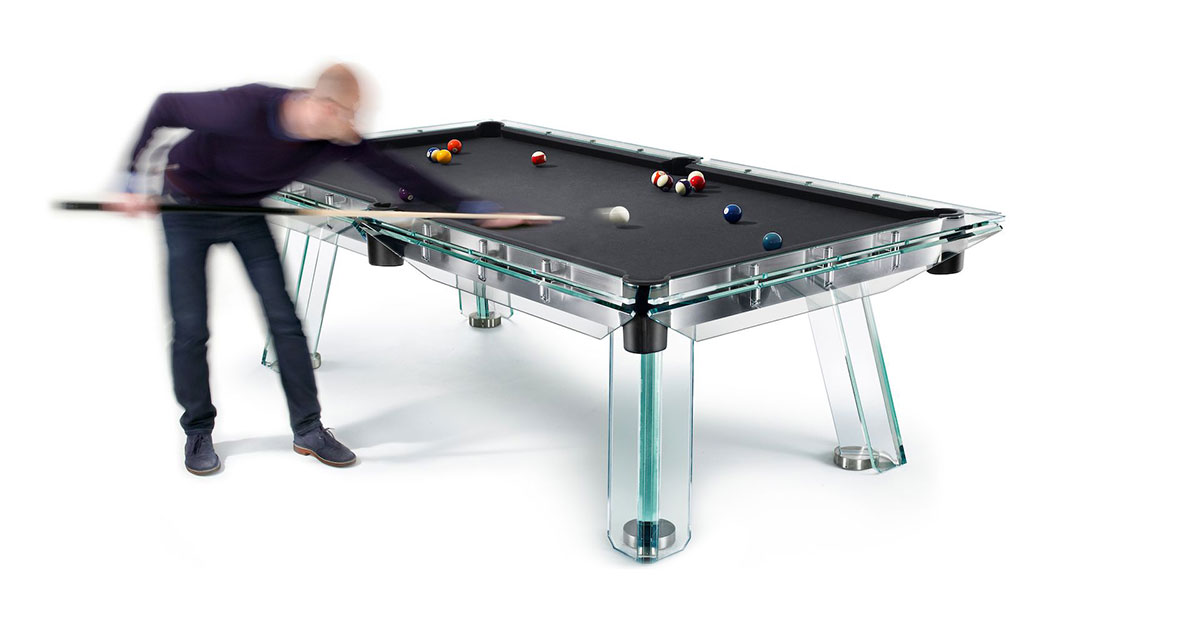 Amazing Modern Pool Table Of Crystal Glass - Made In Italy Amazing Modern Pool Table Of Crystal Glass - Made In Italy