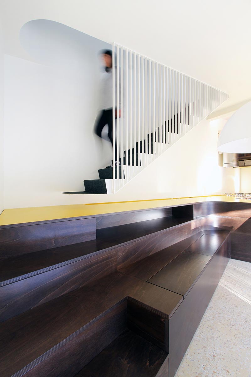 italian villa staircase design - 70's Italian Yellow & Terrazzo Villa