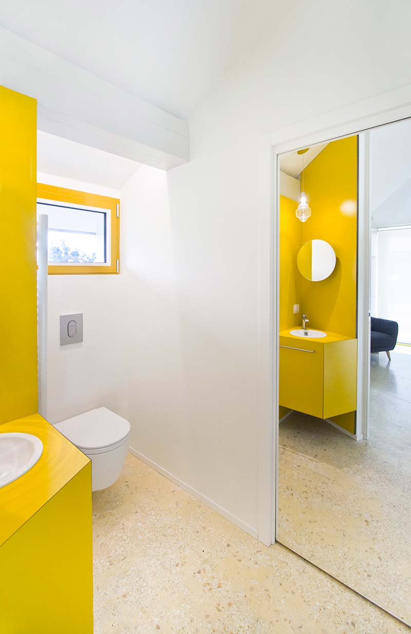 italian villa yellow bathroom design - 70's Italian Yellow & Terrazzo Villa