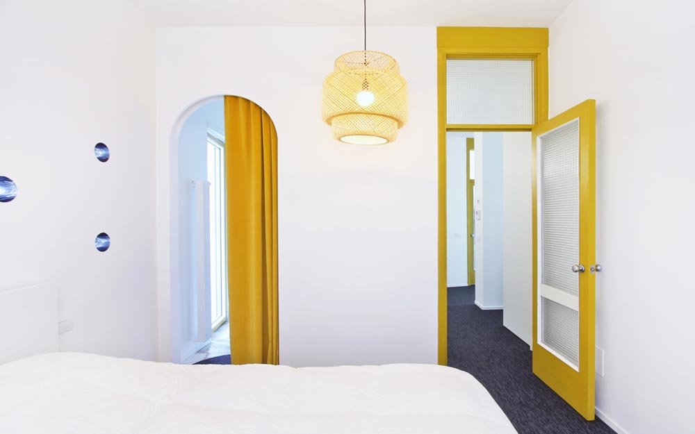 italian villa yellow bedroom design - 70's Italian Yellow & Terrazzo Villa