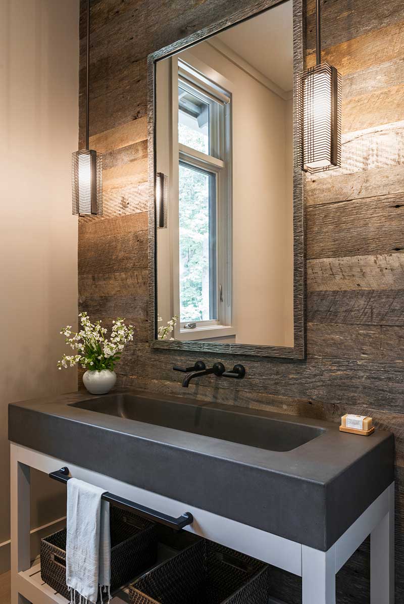 l shape farmhouse powder room design - Mill Spring Modern Farmhouse