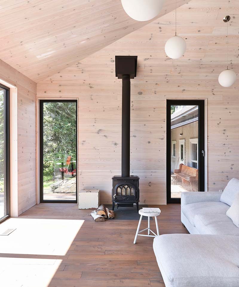 lake house design wood stove - The Sisters