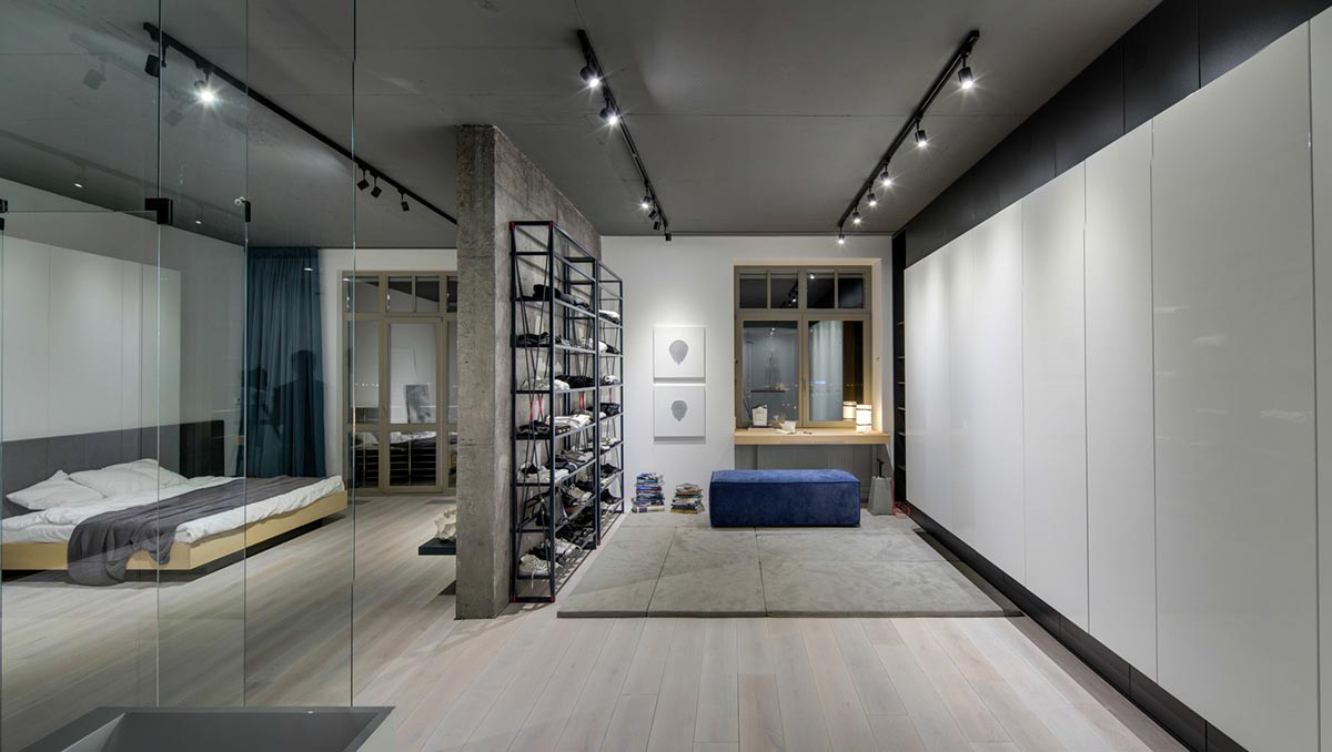 Modern loft apartment in kyiv: open space minimalist design.