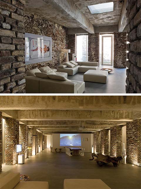 loft design livingroom dusseldorf - Loft in Dusseldorf: brickwork