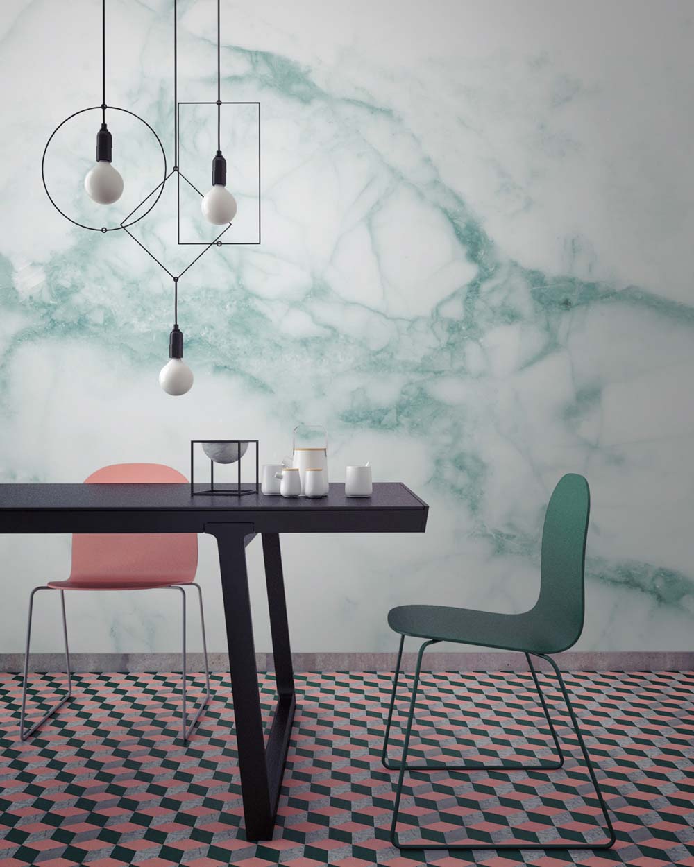 Green marble wallpaper mural