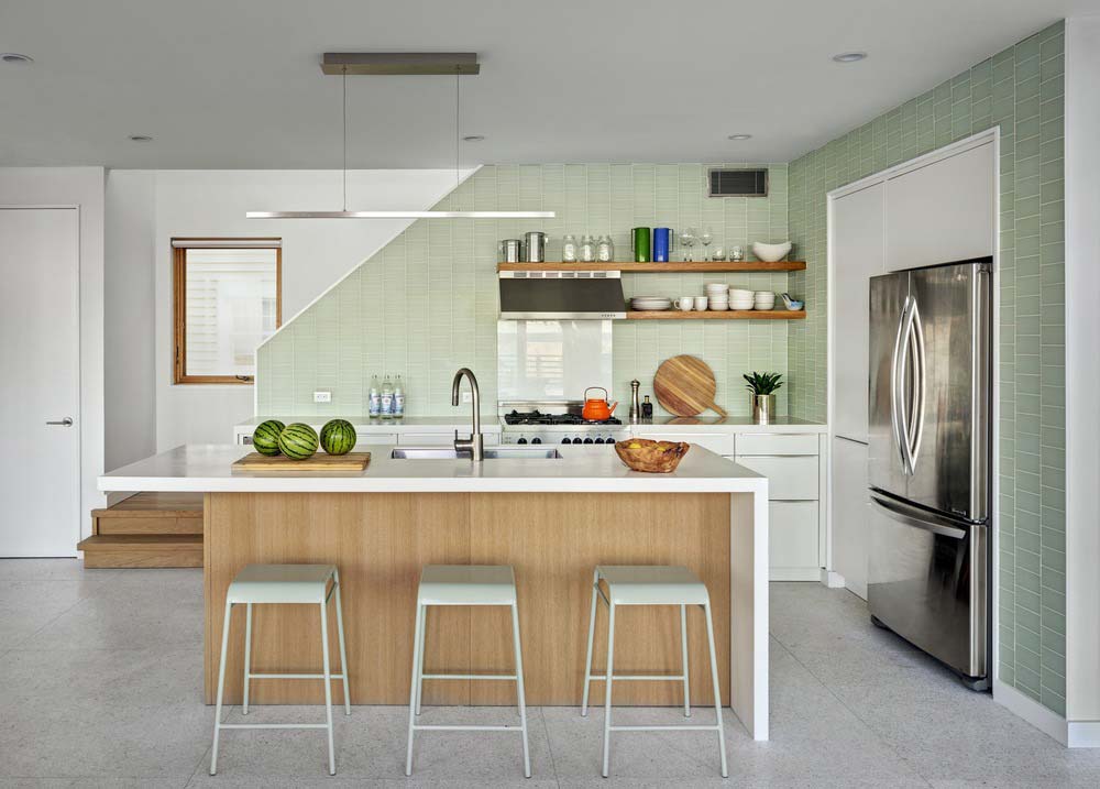 modern beach house kitchen island - Surfboard House