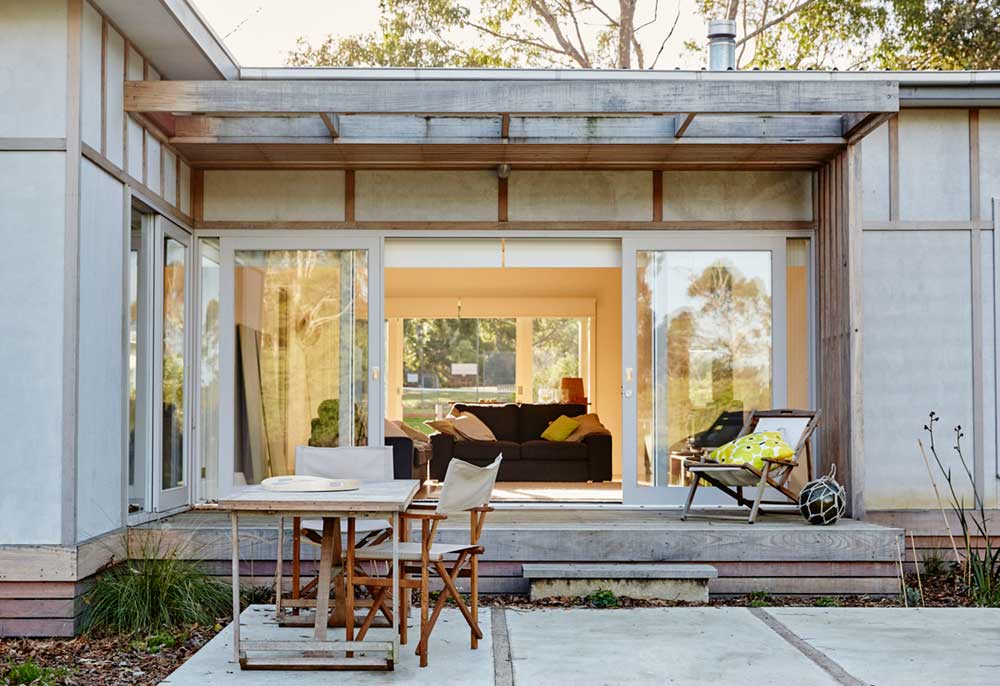 Modern beach shack back deck