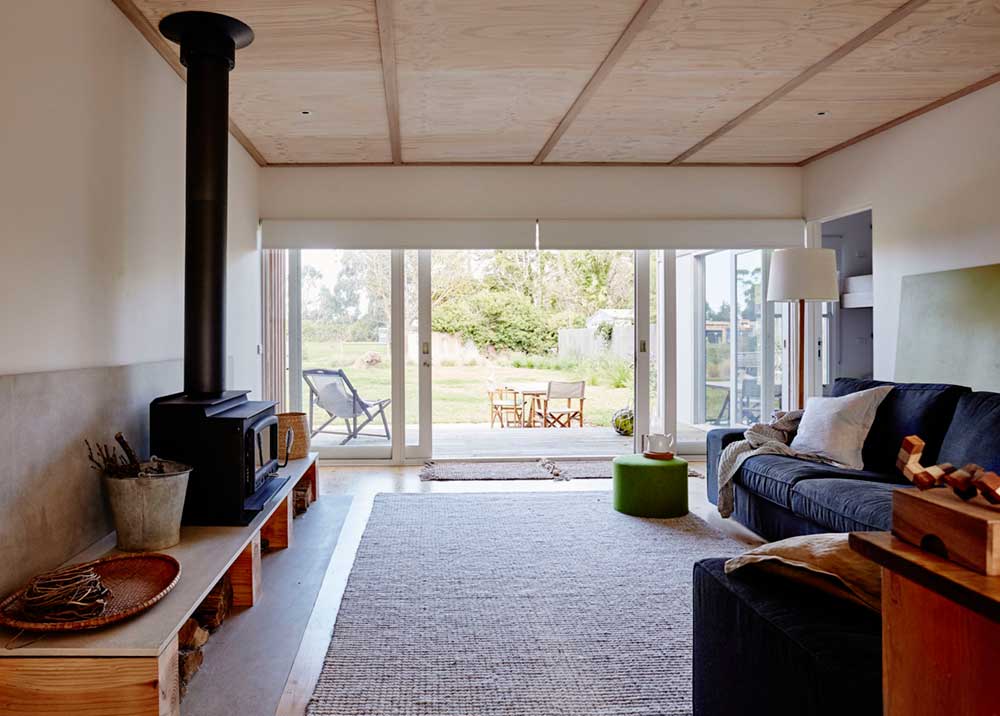 Modern beach shack living room design