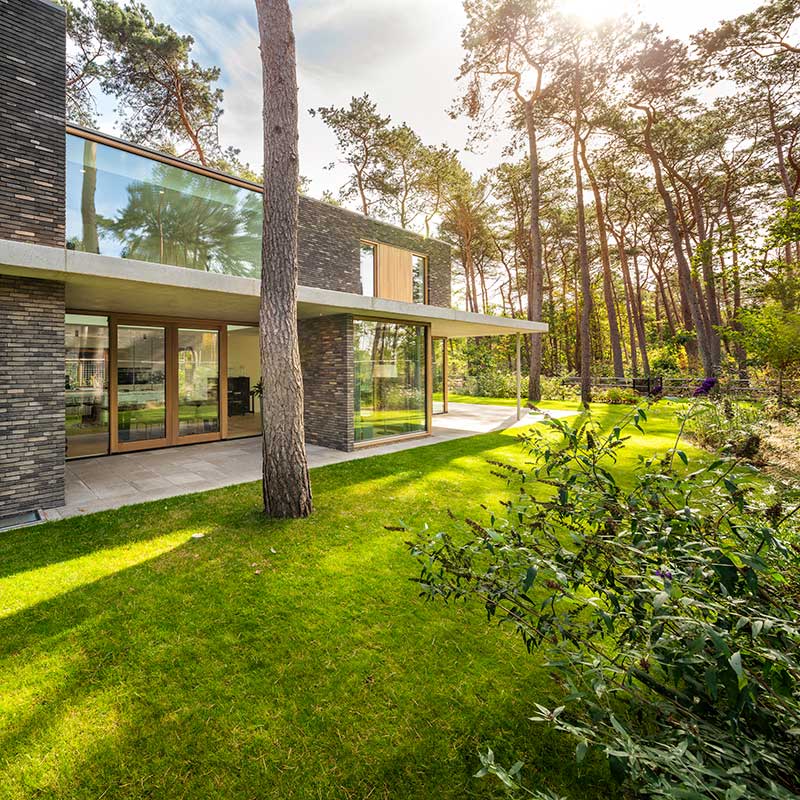 modern brick glass villa exterior hd - Villa Zeist 2