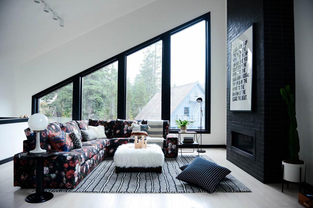 modern cabin living design cw - Alpine Noir Chalet