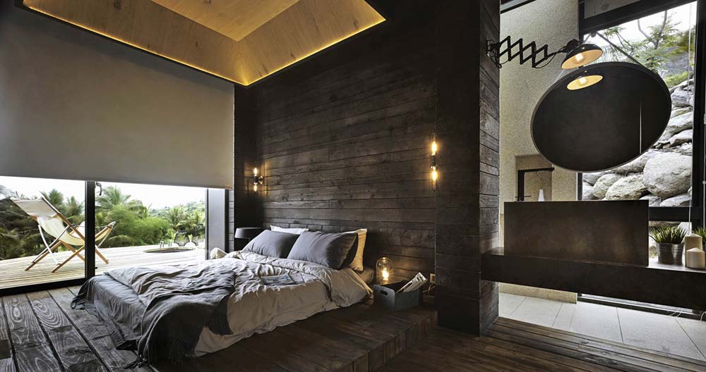 Coastal Home Dark Wooden Bedroom