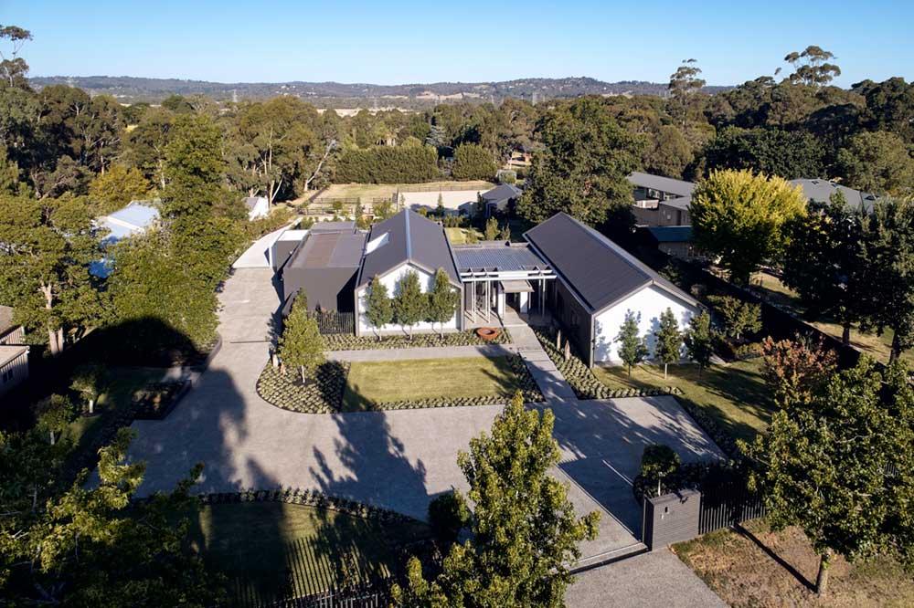 modern country home design above arb - House in Silhouette