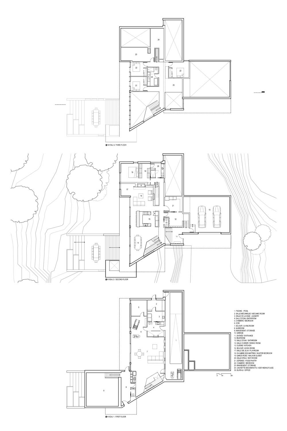 modern family lake house plan - L'Accostée House