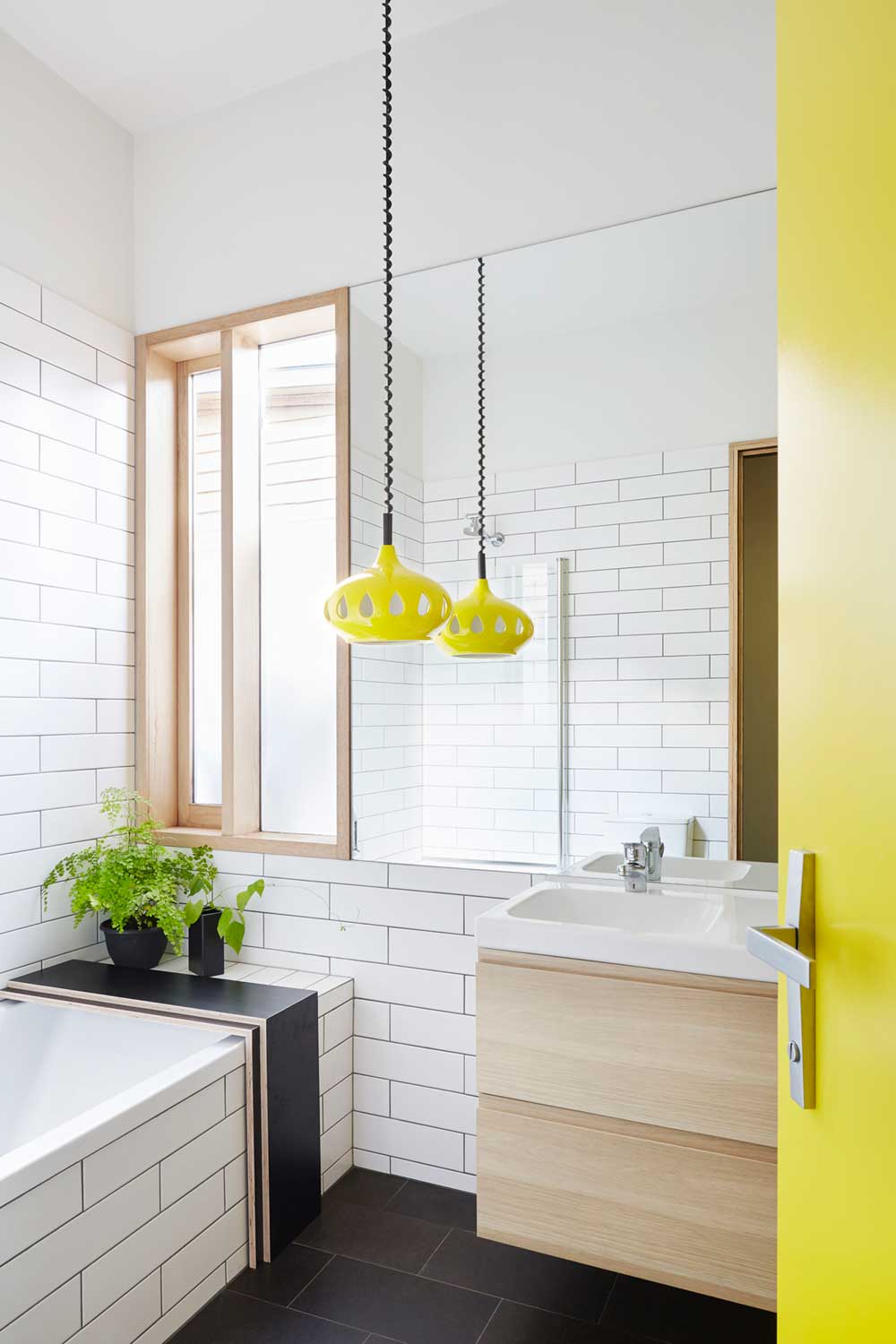 Modern home yellow bathroom design