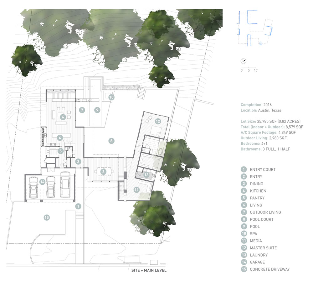 modern house courtyard plan mf - [Bracketed Space] House