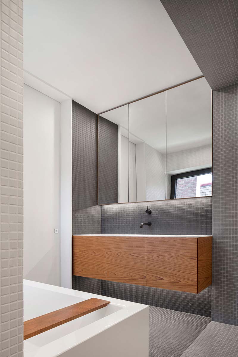 modern house grey bathroom - Courcelette Residence