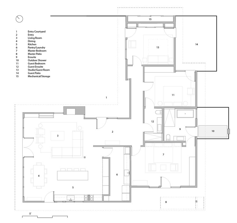 modern l shape house plan hmh - Chino Canyon House
