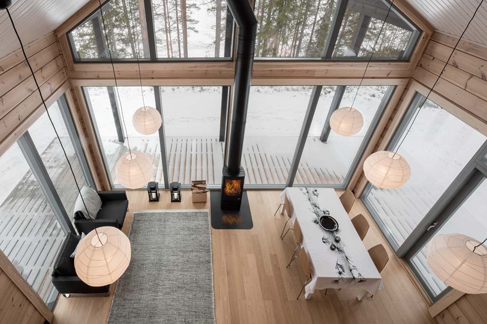 modern log cabin design double height - Inio Log Cabin
