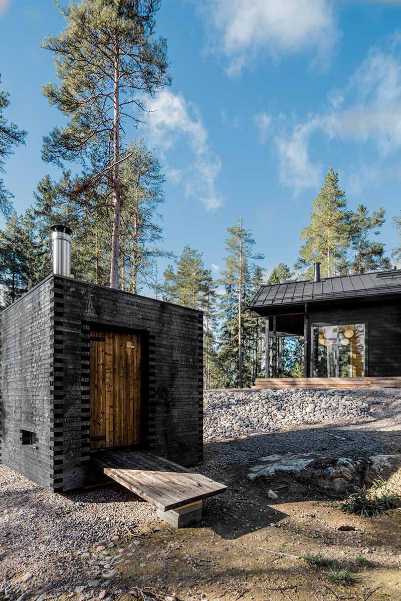 modern log cabin sauna design - Inio Log Cabin