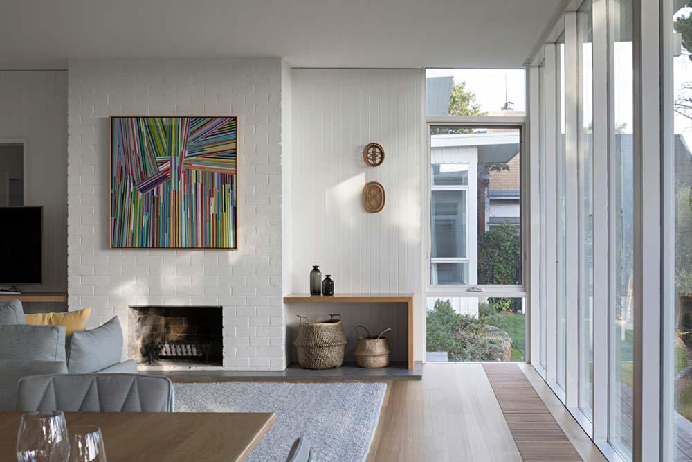 modern mid century fireplace design - Newtown House