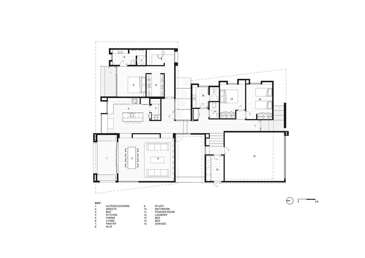 modern split level home plan - House Under Eaves