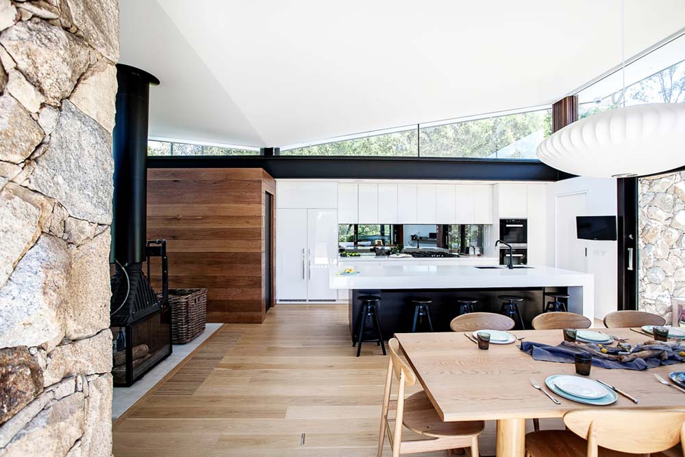 Modern stone house dining area