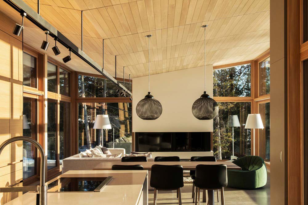 modern wooden cabin living - The Wooden Wing