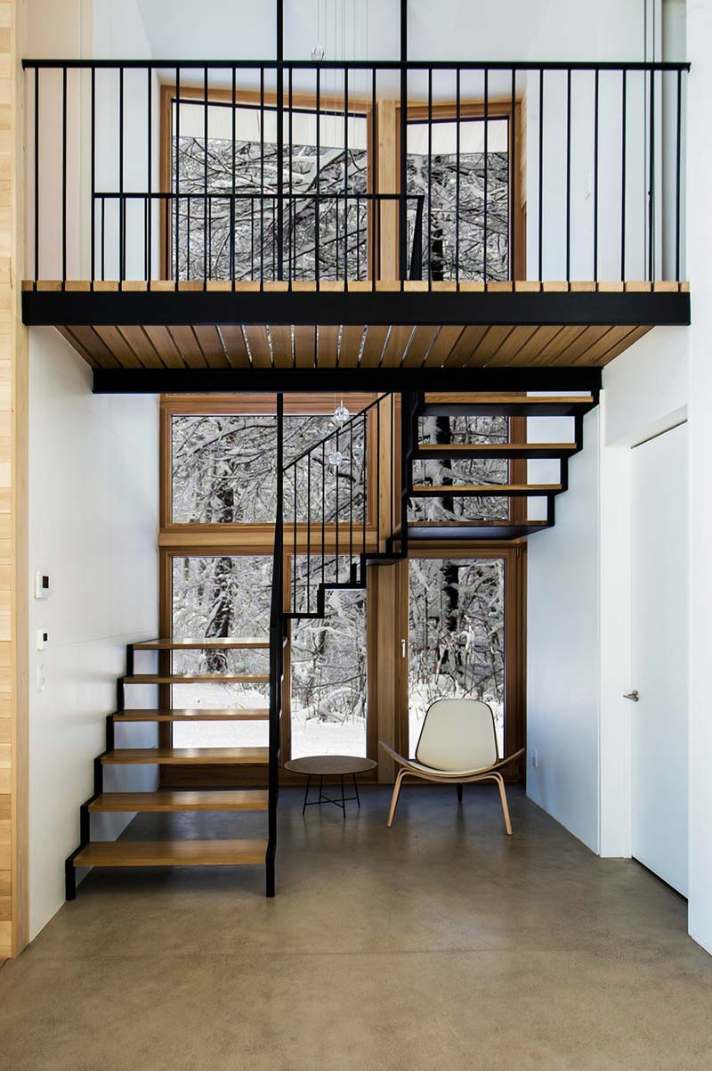 modern wooden cabin stairs - The Wooden Wing