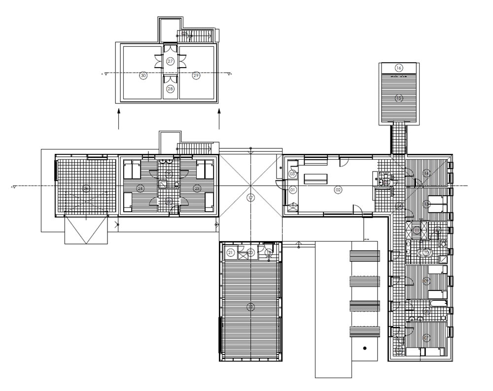 modern wooden house plan arc - Modern Wooden House