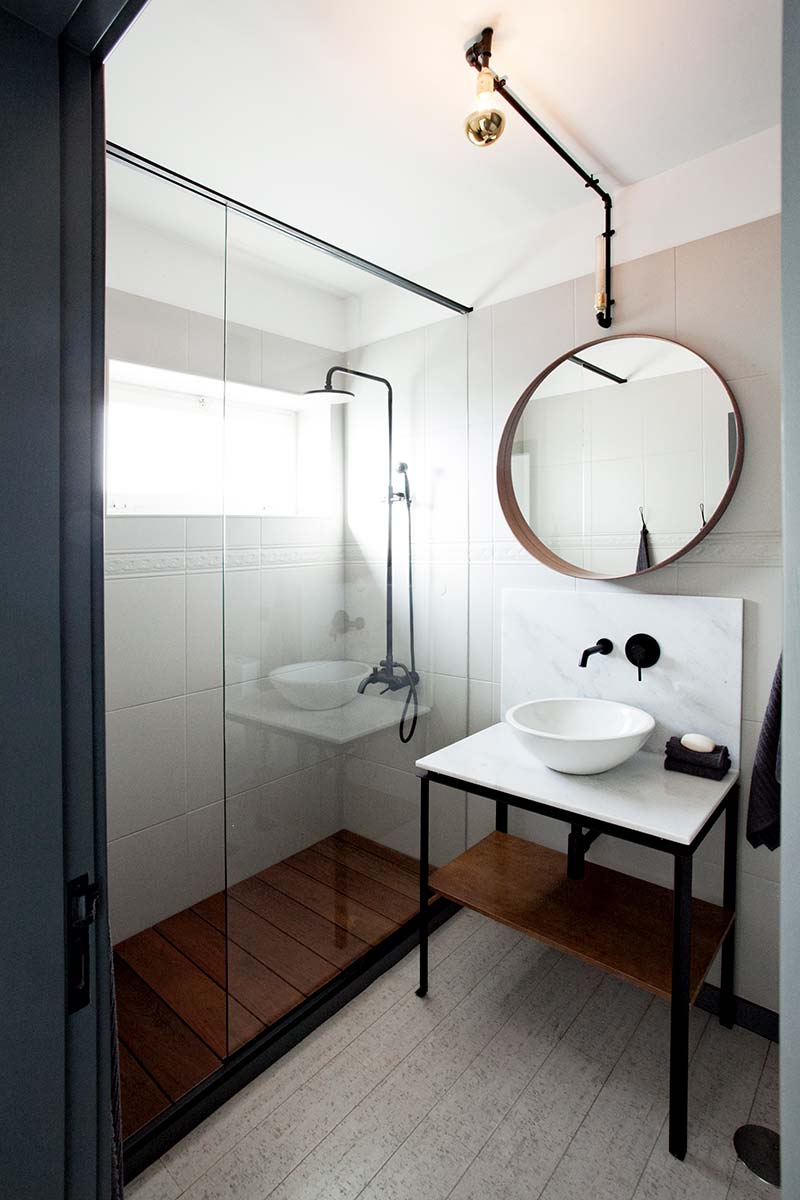 open living space interiors bathroom - ELP Apartment Renovation