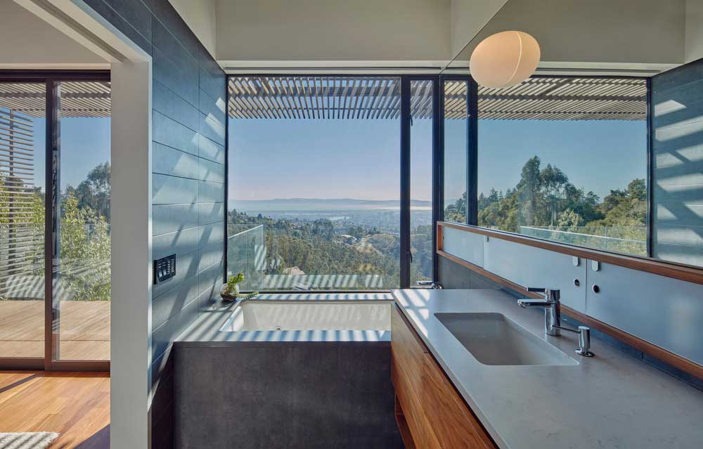 Modern bathroom design with views