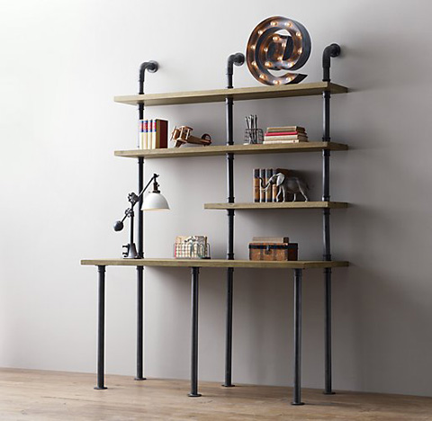 Industrial pipe desk and shelving: stylishly industrious 