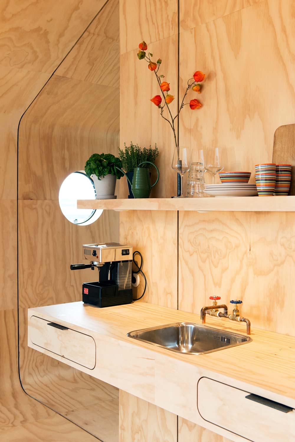 Small prefab cabin kitchen