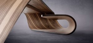 Sculptural Table Design In Canaletto Walnut Wood