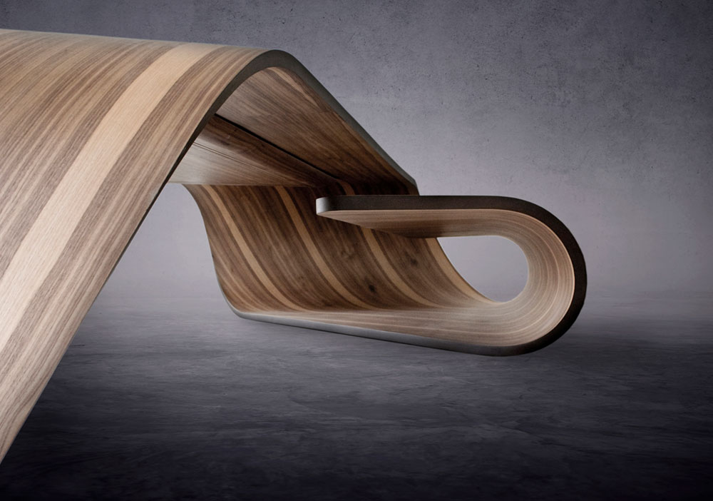 Unique Sculptural Table Design In Canaletto Walnut Wood From Italy