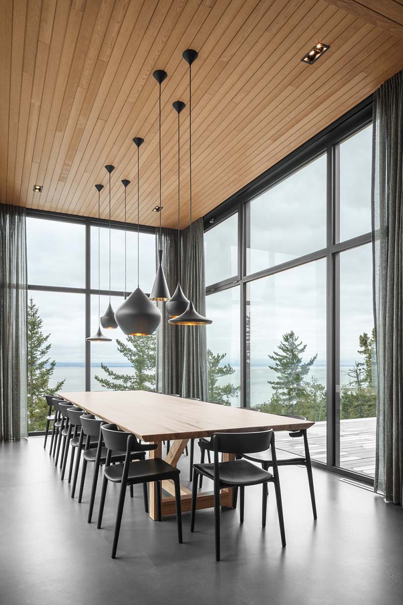 slope house dining room design - Long Horizontals