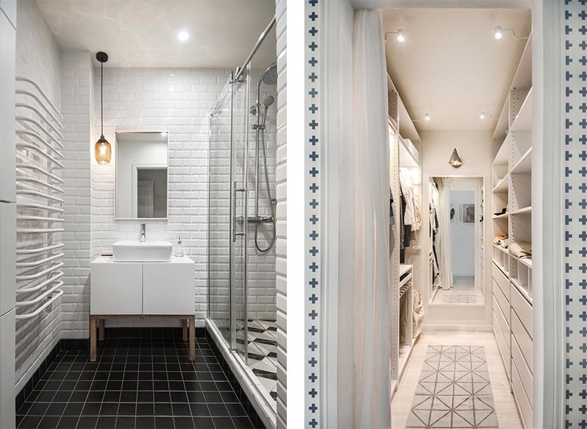 small apartment wardrobe bathroom int2 - Tiny Scandinavian inspired Interiors