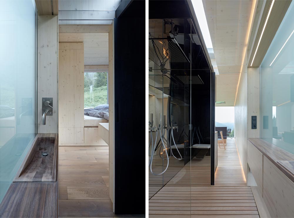 small modern cabin design bathroom - Into the Wild Cabin