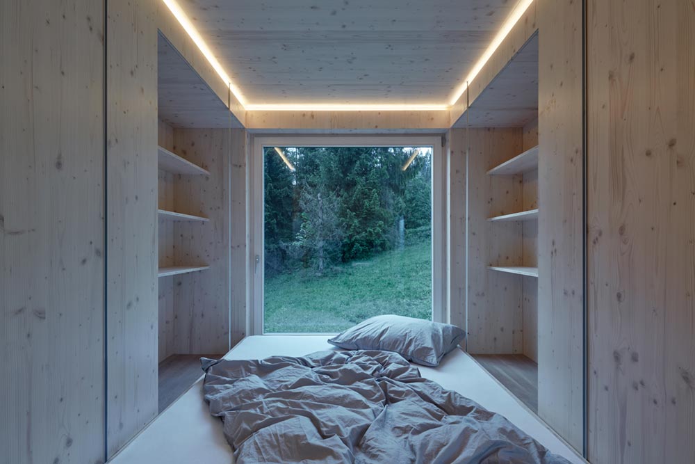 small modern cabin design bedroom - Into the Wild Cabin