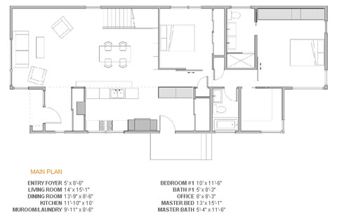 small prefab house plan bline - Small Prefab House: B-Line