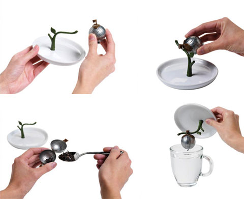 tea infuser saucer arta 5 - Arta Tea Infuser + Saucer: hang that old tea bag to dry